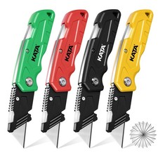 KATA Folding Box Cutter Knives: 4-Pack Heavy Duty Utility Knife Pocket D