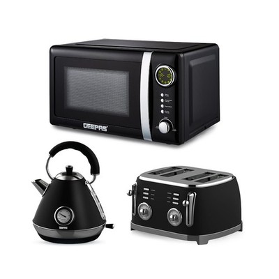 GEEPAS 1,7L Wasserkocher 4 Scheiben Brot Toaster & 20 L 700W Digitale Mikrowelle