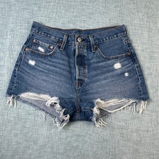 NWOT Levi's 501 Cut Off Denim Shorts Women's Size 29 Blue Distressed High Rise