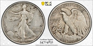 50C 1919 D Liberty Walking Half Dollar PCGS XF Detail Semi Key Date AvenueCoin