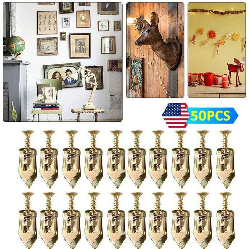 50PCS Self Drilling Drywall Anchors Screws Hollow Wall Anchor Expansion Kit