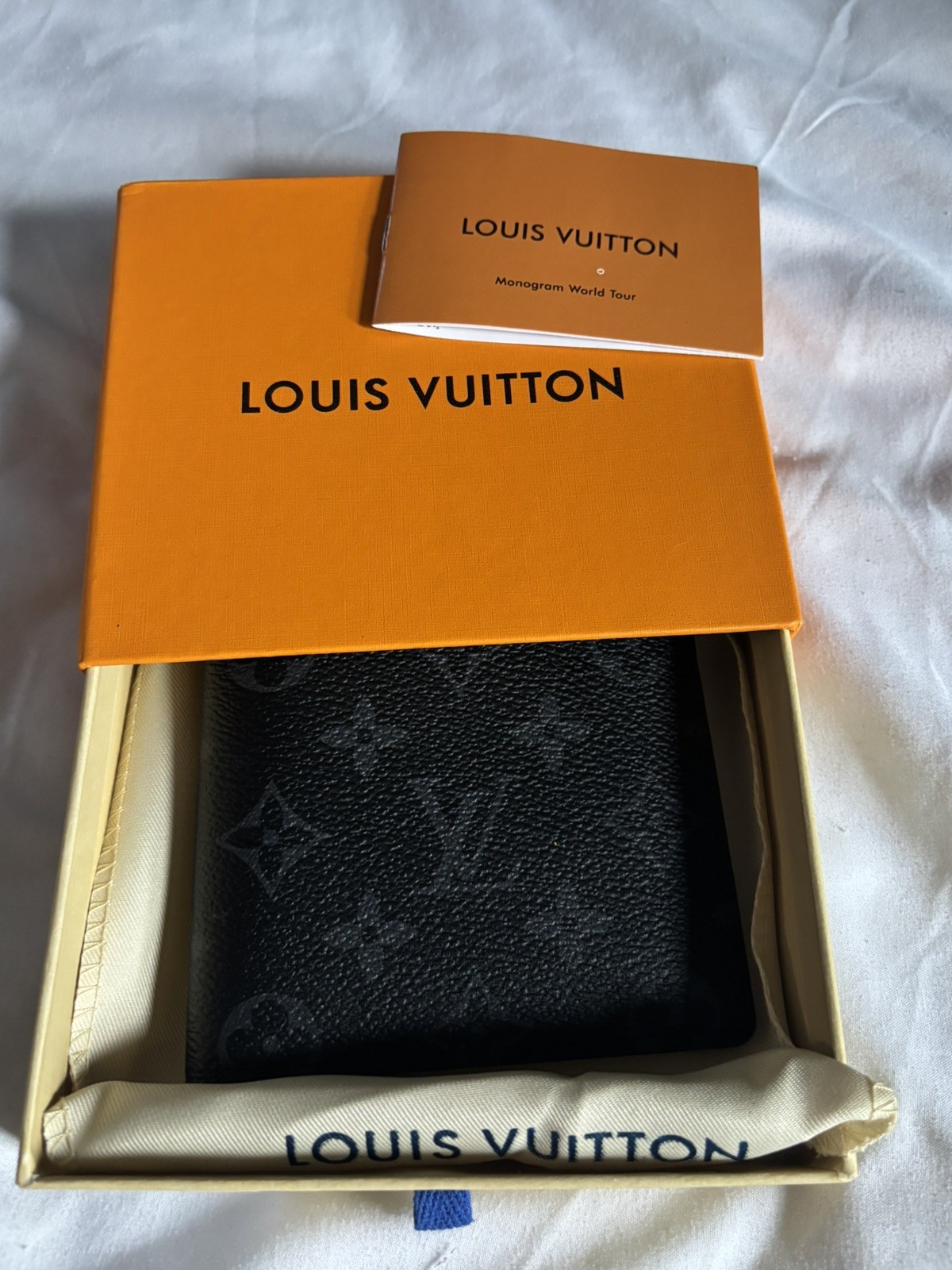 Louis Vuitton Monogram Eclipse Canvas Wallet Card Holder W/ Box & Dustbag *USED*