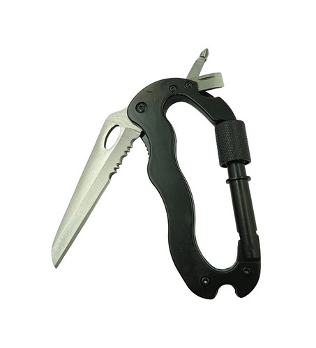 Multitool Carabiner with Folding Knife, EDC Keychain Carabiner Built in Pocke...