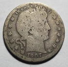 1907-S Circulated Barber Silver Quarter