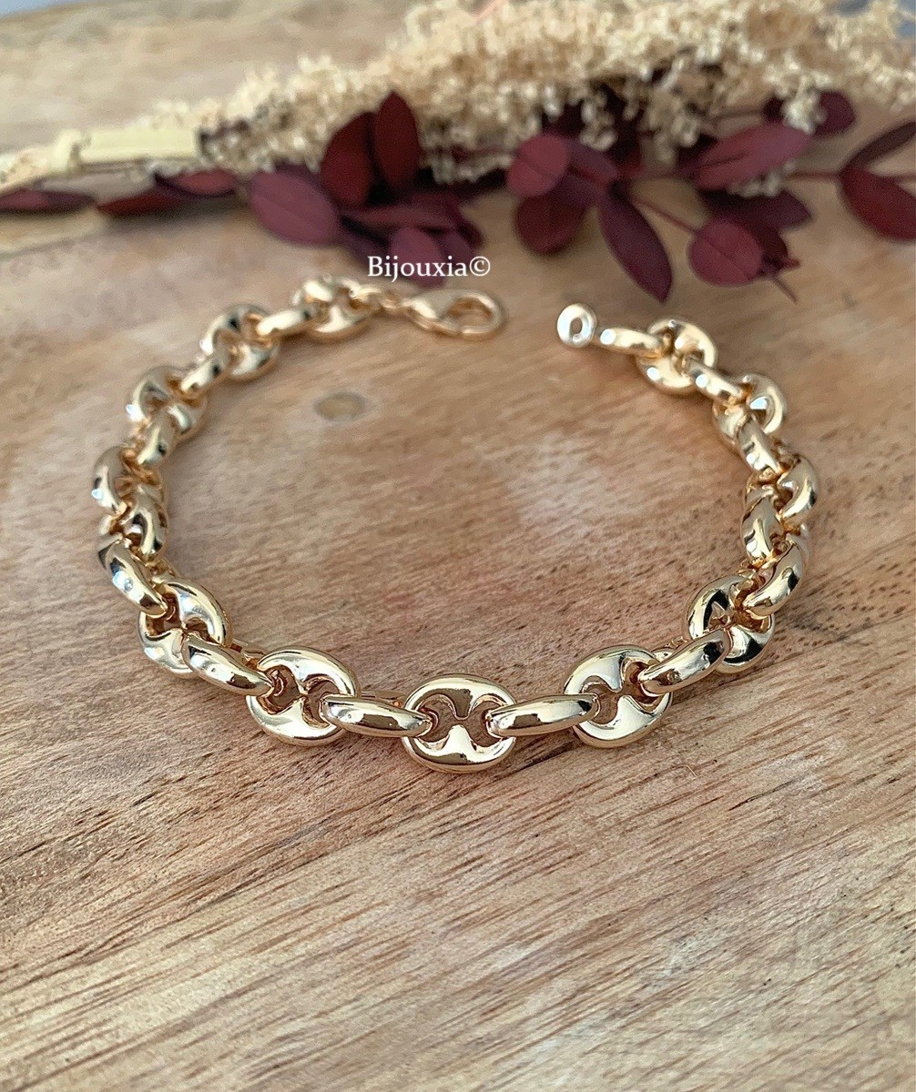 Bracelet grain de café plaqué or 750 - Bijou mixte élégant pour le quotidien