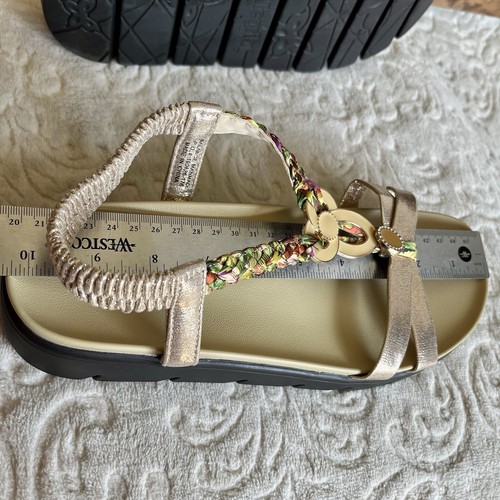 Alegria Womens Roz Sandals Sz 40 US 9.5/10 Metallic Jewel Braided Floral Gold EC - Picture 4 of 11