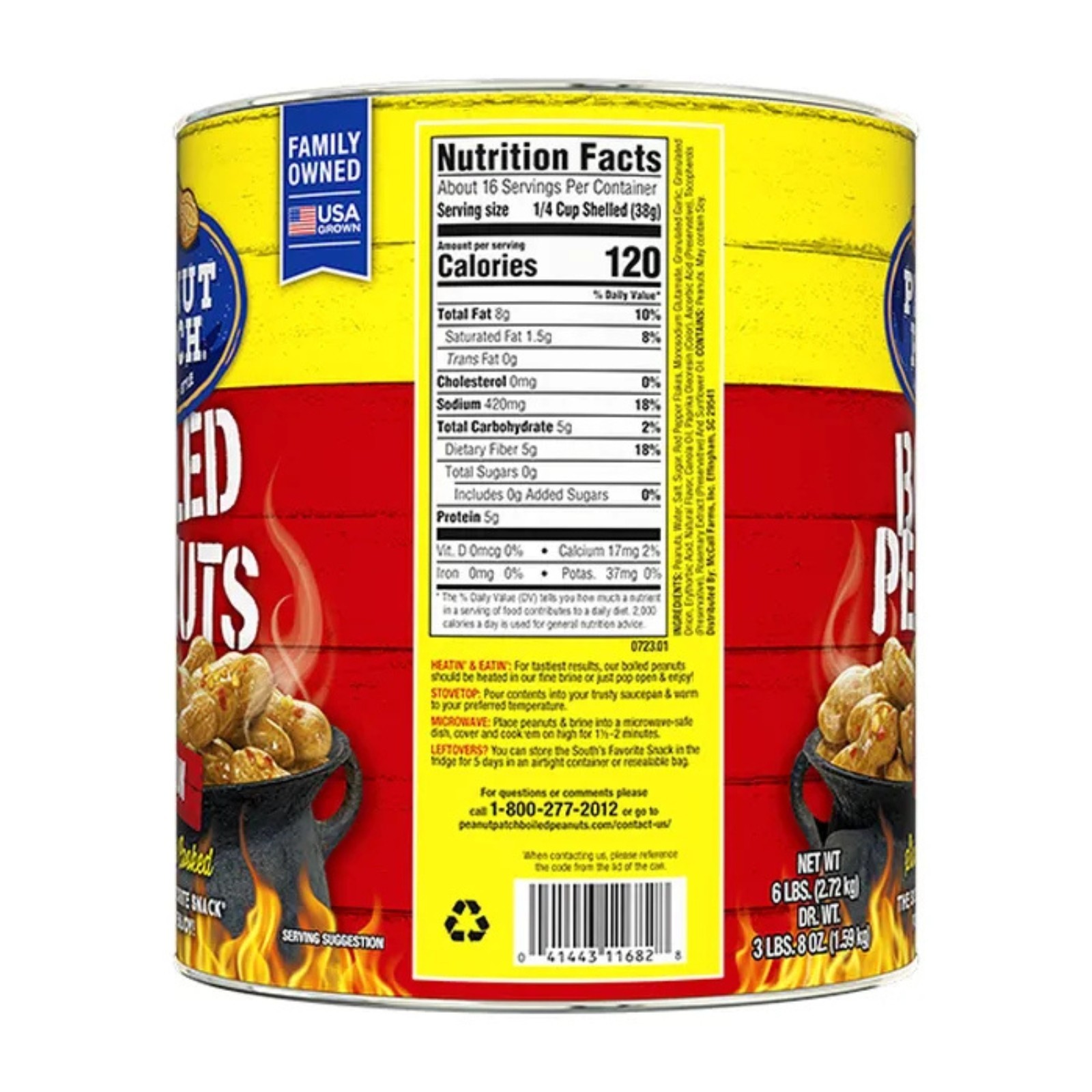 Cajun Boiled Peanuts by Peanut Patch 6 lbs Can, Southern Style Snacks Free ship 