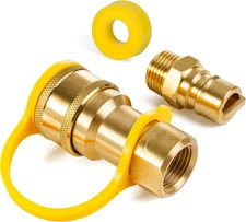 [100% Solid Brass] 1/2 Inch QDD Gas Quick Connect Kit by  - Includes Female Quic