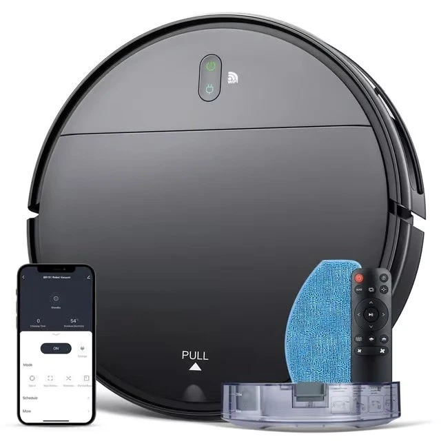 MAMNV BR151 2-in-1 Robot Vacuum and Mop Combo Cleaner Black