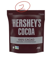 *2 PK**Hershey's Cocoa 100% Cacao Natural Unsweetened 23 oz. Each~EXP 09/2027