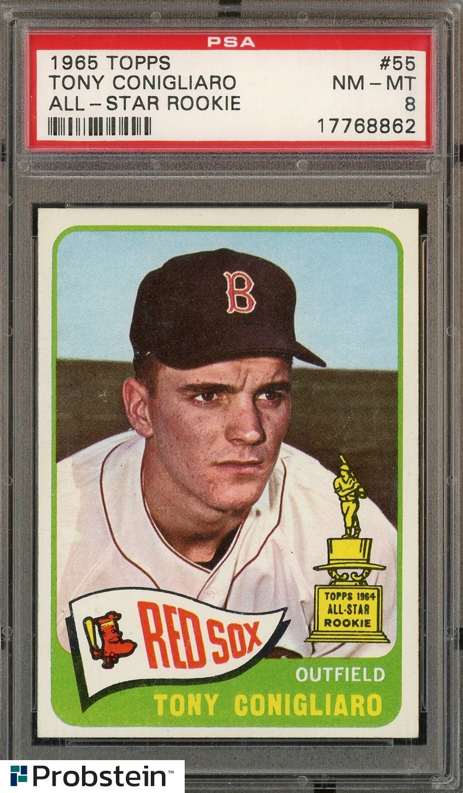 1965 Topps #55 Tony Conigliaro Boston Red Sox All-Star Rookie RC PSA 8 NM-MT