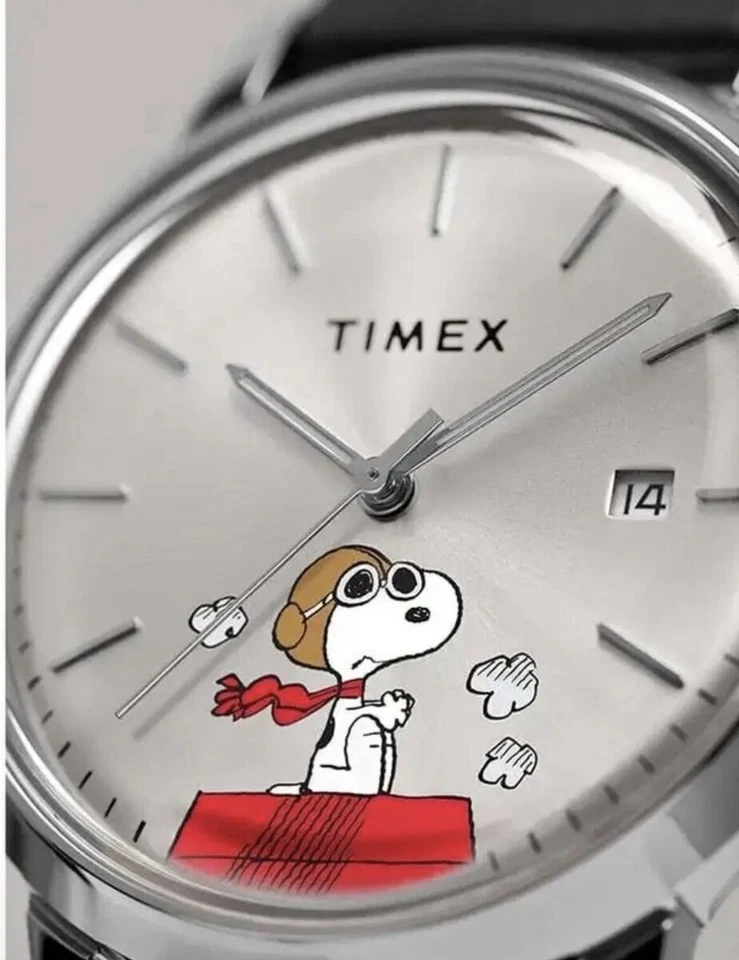 Orologio Automatico Uomo TIMEX MARLIN TW2W49600 Pelle Nero Peanuts Snoopy - Immagine 3 di 4