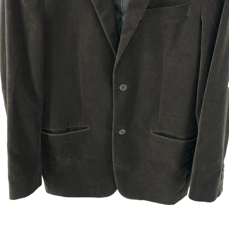 Perry Ellis Blazer Mens 40R Solid Brown Velvet Old Money - Image 3 of 4