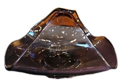 1957 MCM Viking Amethyst Folded Hand Blown Glass Basket