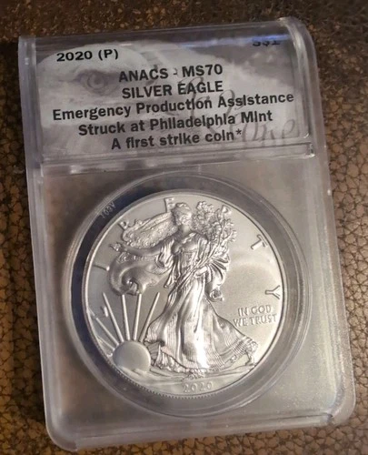 2020 P American Silver Eagle ANACS MS70 Emergency Production Assistance