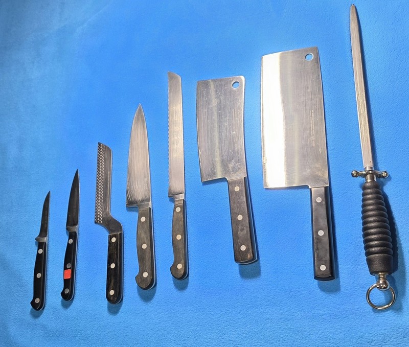 8 pc Lot/Set Ed Wusthof Dreizack Werk Germany Knives Cleaver Paring Chef Bread