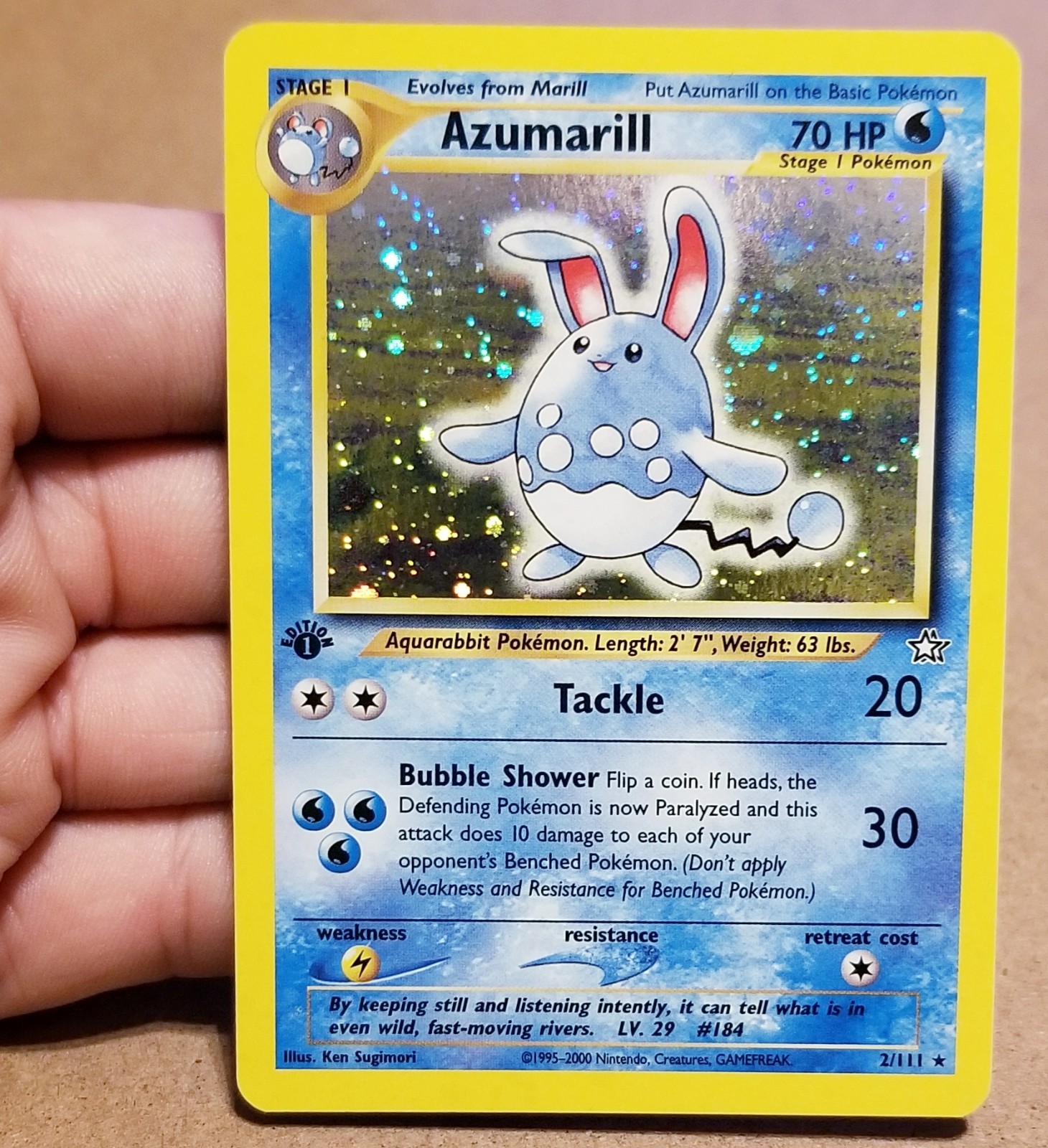 POKEMON TCG  1ST EDITION AZUMARILL  2/111 ☆ HOLO RARE NEO GENESIS VINTAGE NM
