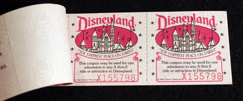 Disneyland 1980 Courtesy Guest Ticket Book w/ 5 Attraction Tickets (A thru E) - Picture 2 of 5