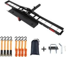 Motorcycle Hitch Carrier Rack, 500 lbs Load, Detachable Ramp, 2" Receiver Fit