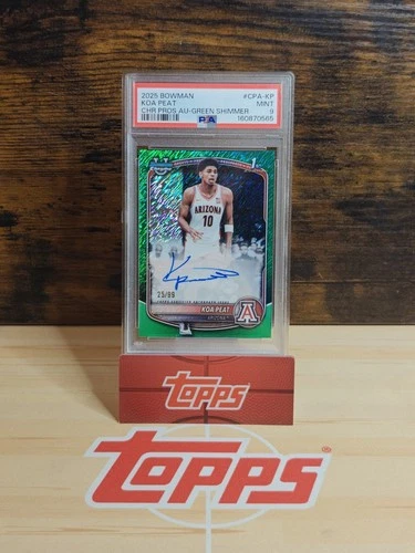 2025-26 BOWMAN CHROME U KOA PEAT GREEN SHIMMER 1ST AUTO RC AUTOGRAPH /99 PSA 9?