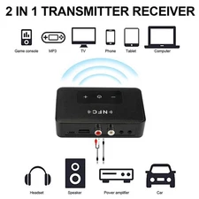 Bluetooth 5.0 Receiver Transmitter Wireless 3.5mm AUX NFC to 2 RCA Audio Adapter