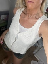 Sleeveless Women s M Potential Knit Sweater Tank Top Vest Bohemian Ivory Clasp