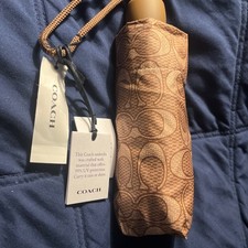 Coach UV Protection Mini Signature Umbrella Khaki New With Tags Free Shipping