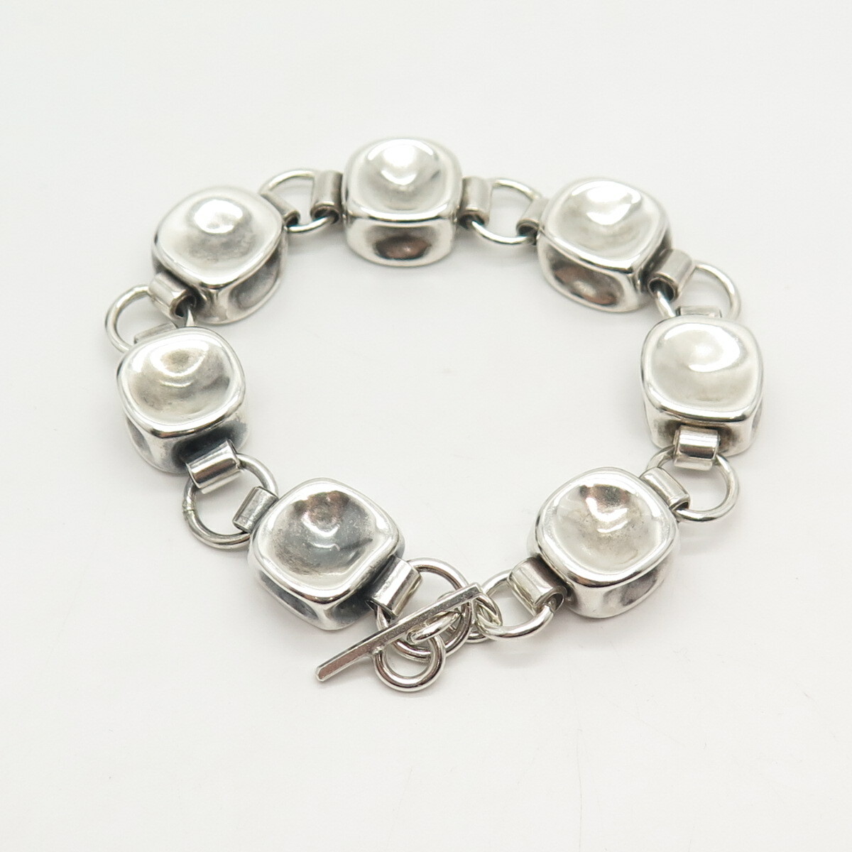 925 Sterling Silver Vintage Concave Toggle Clasp Modernist
