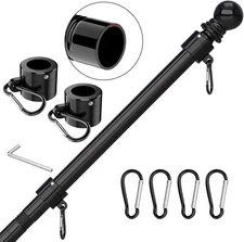 FIASON Truck Flag Pole Boat Flag Pole 5 FT Tangle Free Flag Poleï¼ŒThickened New