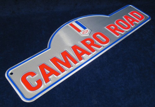 Letrero de metal en relieve CAMARO ROAD - troquelado - *HECHO EN EE. UU.* - Decoración de bar garaje cueva para hombre - Imagen 6 de 10