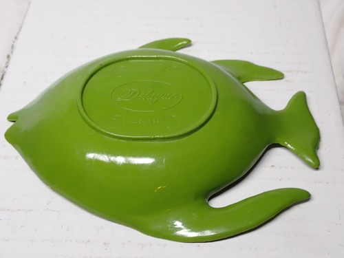 Retro Mid Century Green Plastic Delagar USA Fish Dish Trinkets Change Soapdish - Picture 3 of 4