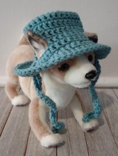 handmade crochet pet dog cat hat bucket xs small breed arctic blue USA made new