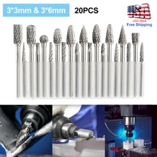 20x 1/8"in Tungsten Carbide Rotary Drill Bits Burr Die Grinder Shank Carving Set