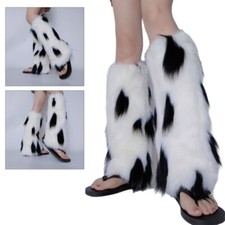 Women Fuzzy Faux Furs Leg Warmer Furs Long Boot Cuffs Cover Cow Boot Cover