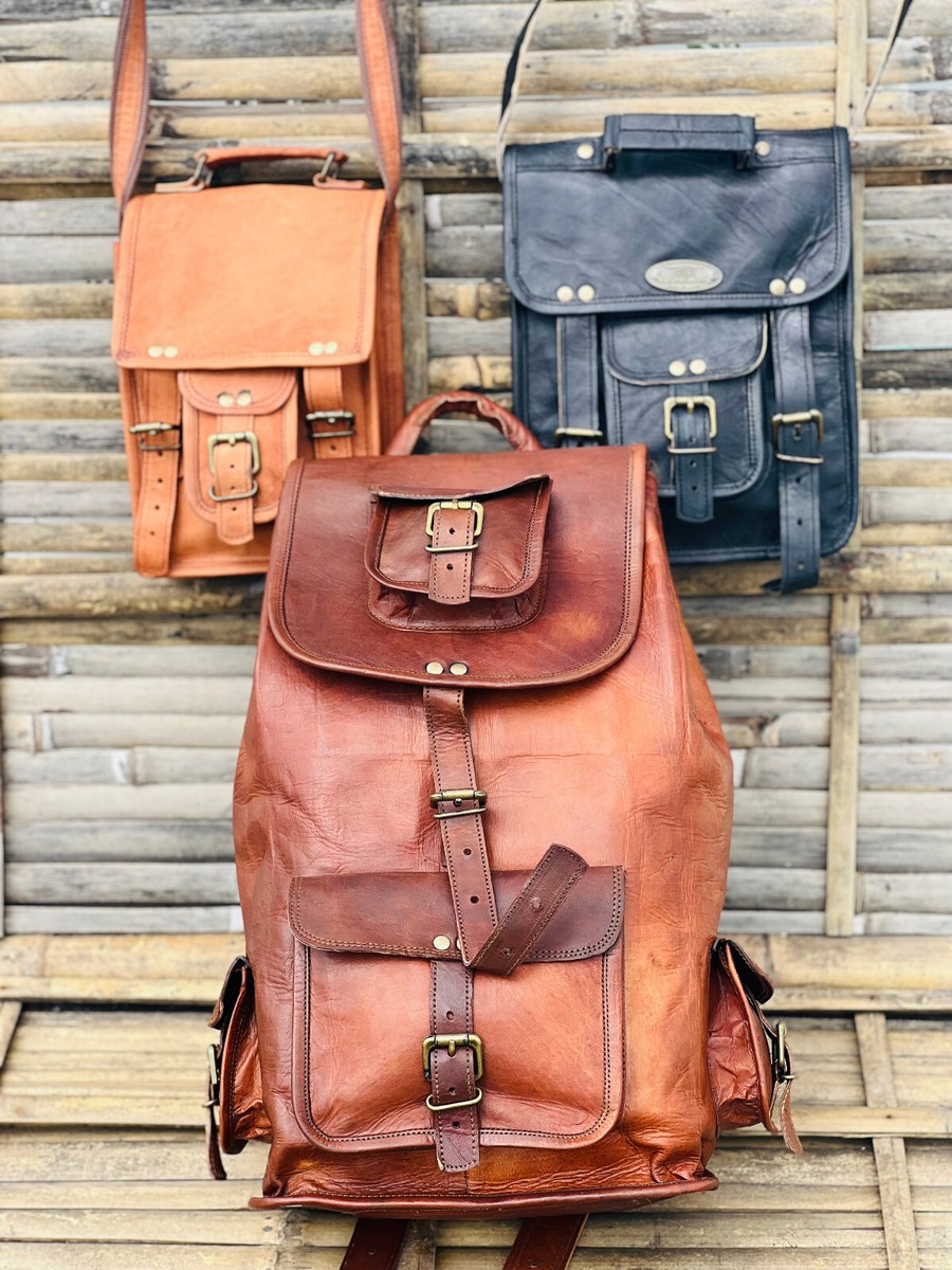 21men faux leather strap backpack Lacey Solid The Madison | Pebbled Leather