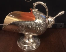 Vintage RAIMOND Sugar Scuttle Victorian Pedestal Silver Plate and Copper W/Scoop