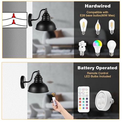 Wall Sconces Battery Operated โ Rechargeable Wall Lights with Remote Control ... - Picture 6 of 8