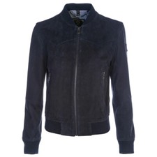 New Ladies Belstaff Suede Corvette Bomber Jacket Dark Ink Size 8 Small