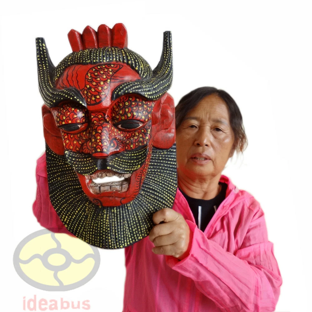 Chinese Art Wood Hand Carved Painted NUO MASK Walldecor-Zhang Fei(张飞)  12.5"tall | eBay