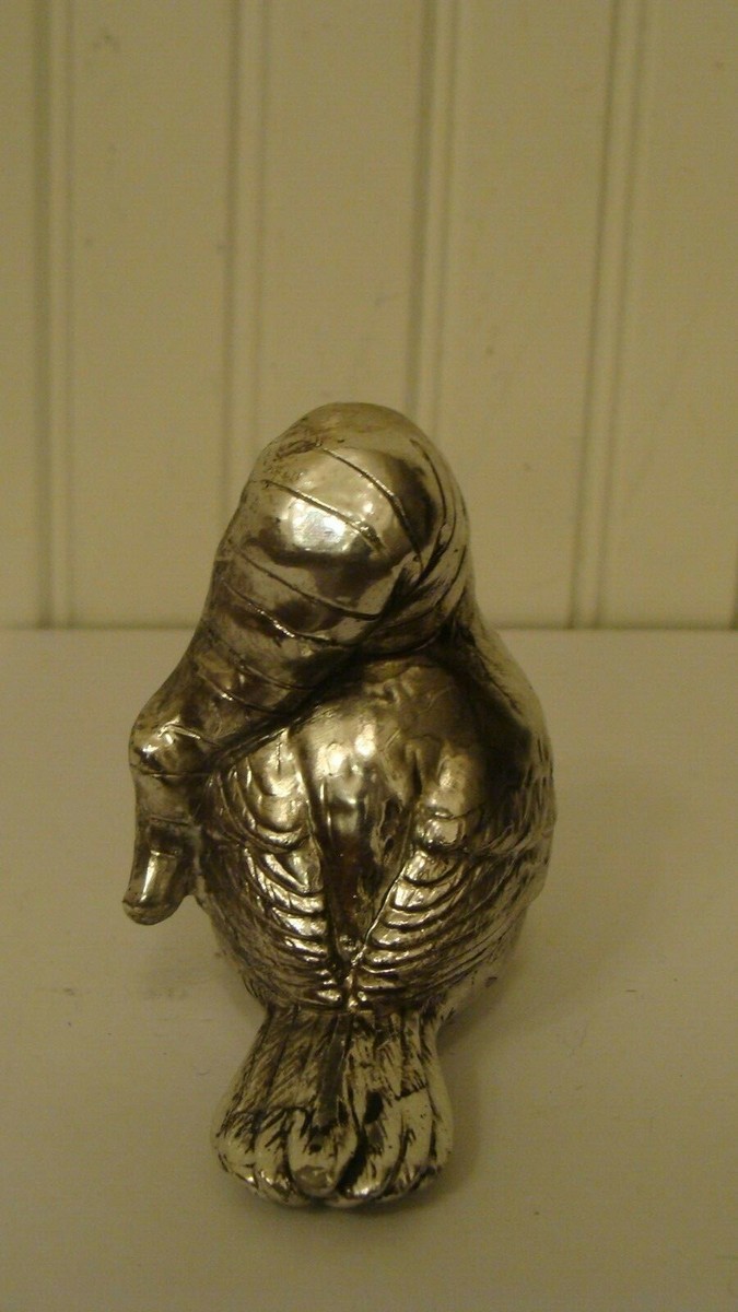 Vintage Adorable Silver Tone Bird Wearing Hat Figurine | eBay display picture 1