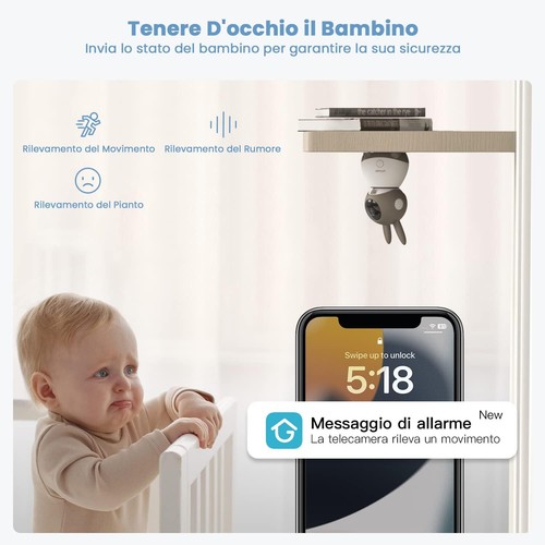 2K 5'' Baby Monitor Video e Audio con 2 Fotocamere Telecamera Rilevamento H.264 - Foto 6 di 11