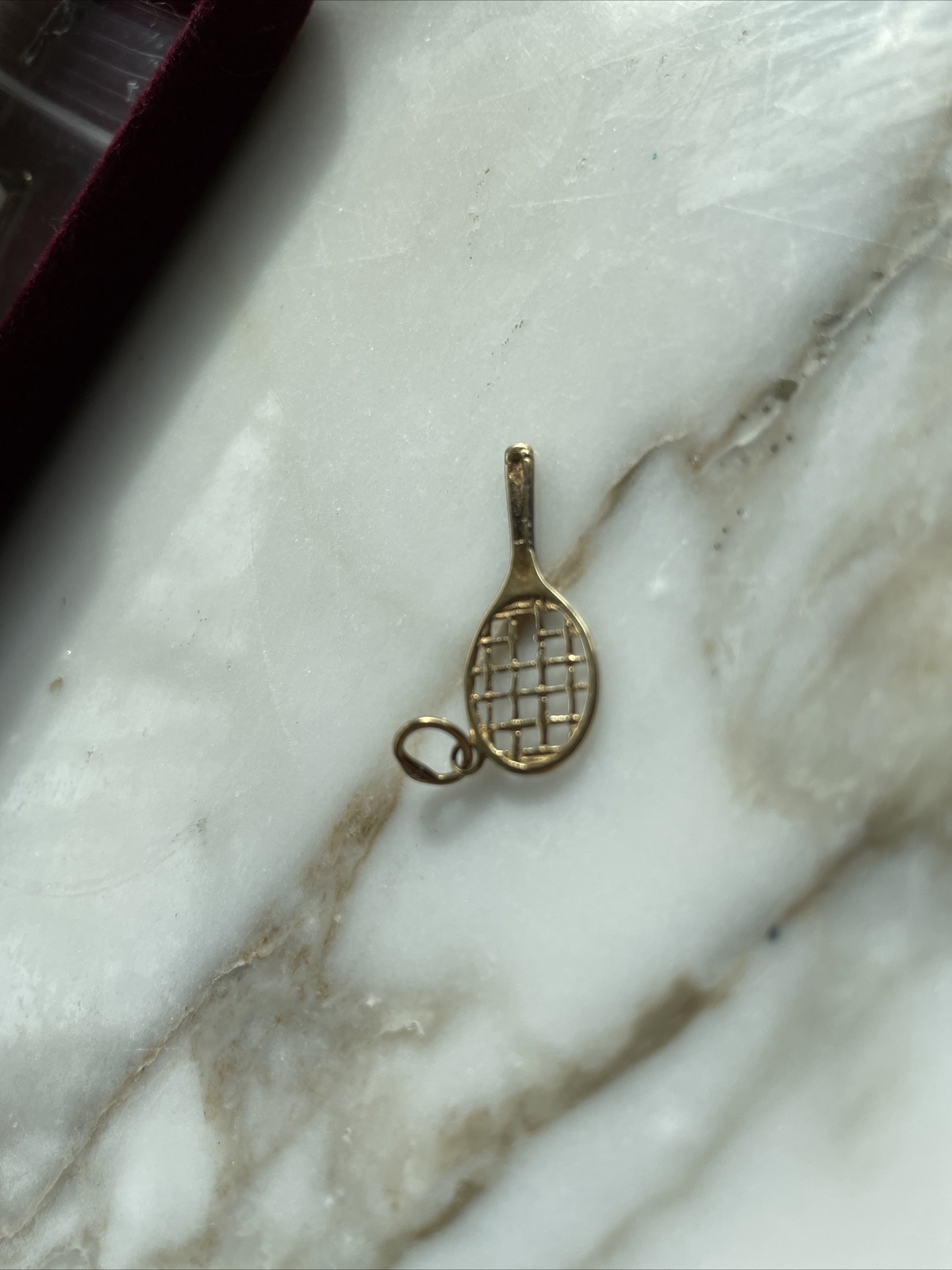 Vtg 14k Solid Yellow Gold Tennis Racket Pendant Charm For Necklace or Bracelet