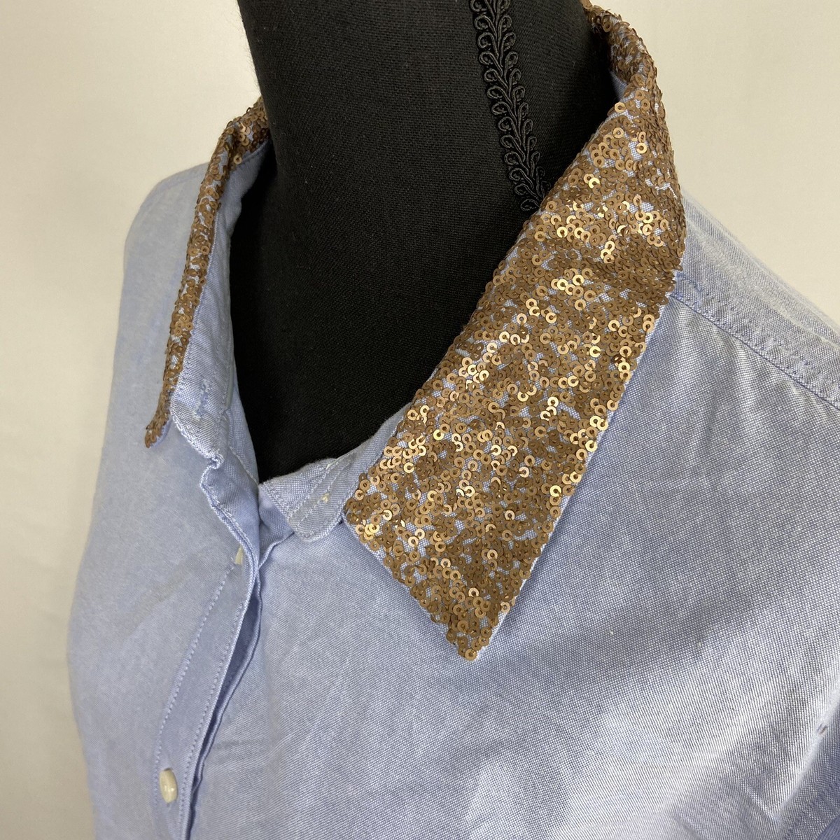 JCP JC Penney Shirt Top Womens 3X Button Up Sequin Collar