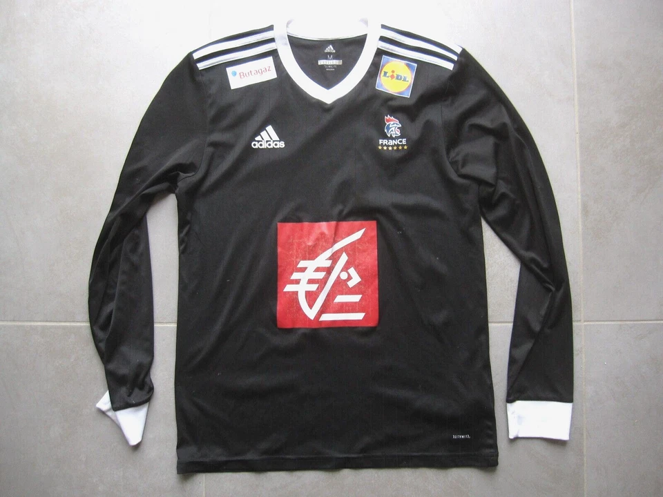 Maillot Handball France 2018 Noir Adidas Manche longue jersey Vintage M - Photo 1/4
