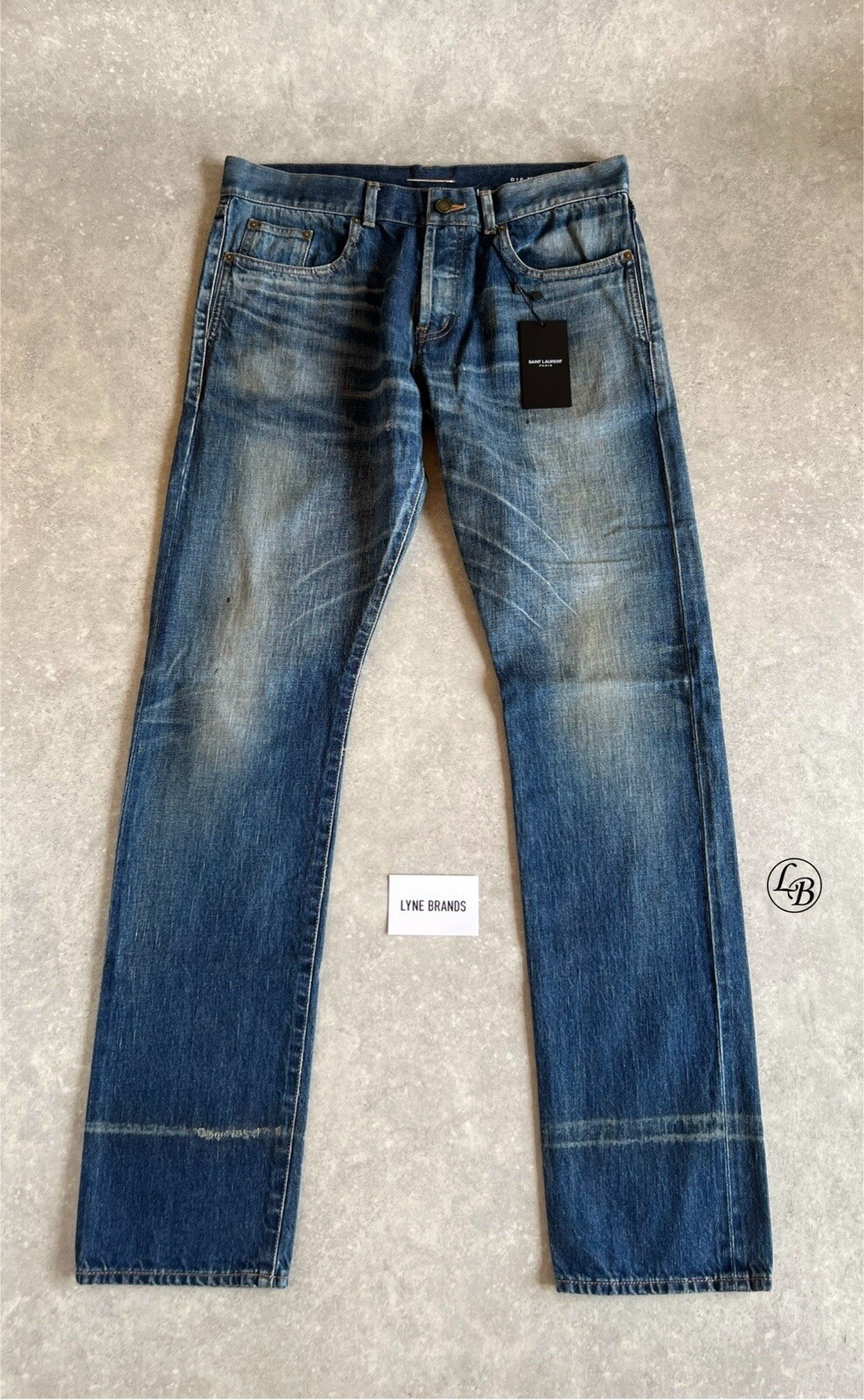 Jeans Saint Laurent slim denim blu stonewash taglia W36 L34 prezzo consigliato £525