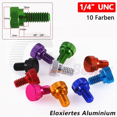1/4" UNC x 3/8"-5/8" Aluminium Rändelschrauben hohe Form Eloxiert 10 Farben D12 - Bild 1 von 4
