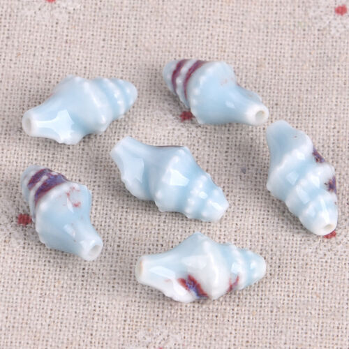 10pcs Ocean Conch Shape 20x11mm Colorful Glazed Ceramic Porcelain Loose Beads - Picture 22 of 23
