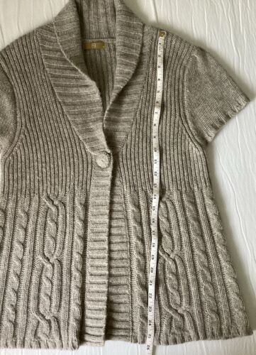 Womans Ladies Short Sleeve Chunky Knit Angora Mix Cardigan Size 16 TU - Picture 4 of 13