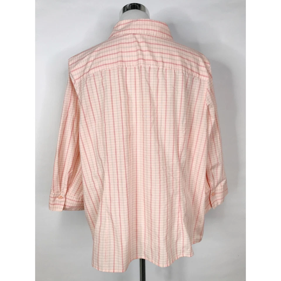 Top Studio Works para mujer 2X rosa a cuadros con botones resistente a las arrugas preppy informal Foto 4 de 4