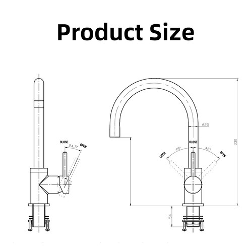 Grifo de cocina acero inoxidable cepillado agua caliente y fría para fregadero de cocina - Imagen 8 de 9